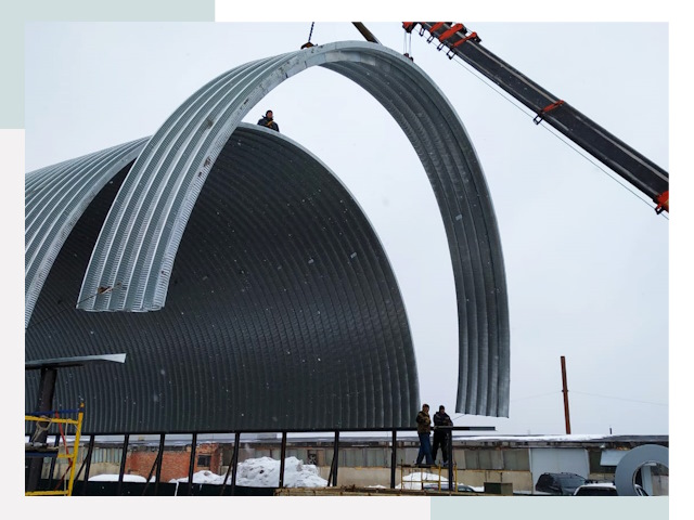 Полукруглые ангары в Слободской